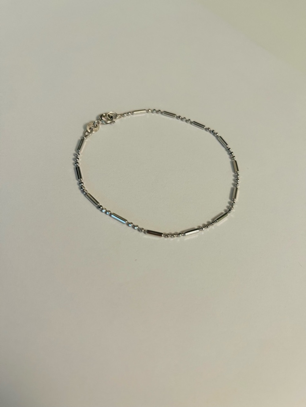 Made in Italy 18k Sterling Silver 925 Bead Bar Bracelet 7 inch
